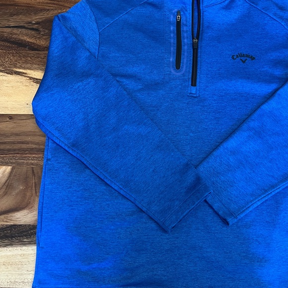 Callaway Golf Quarter Zip Large Pockets Mens Blue Black Pullover - Picture 2 of 9
